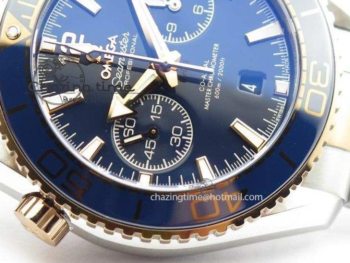 0320 FlexibleFit Seamaster Professional Chrono SS RG Blue Ceramic Blue Dial On SS RG Bracelet A 8211